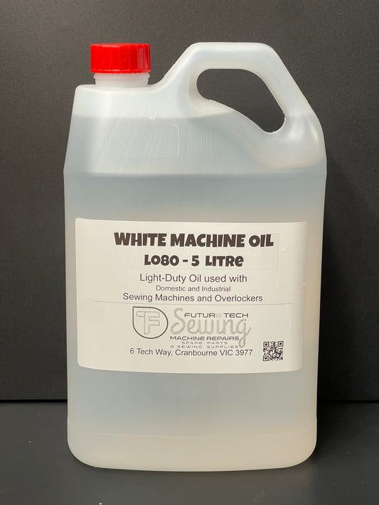 SEWING MACHINE WHITE LIGHT DUTY OIL LO80, 5 Litre, INDUSTRIAL, DOMESTIC MACHINES