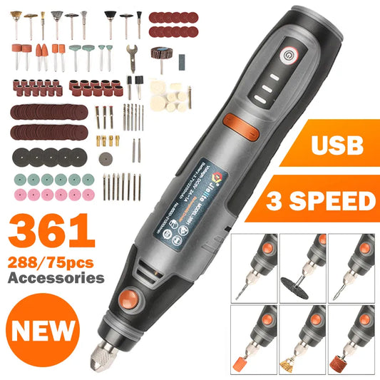 21000rpm USB Cordless Rotary Tool Dremel Mini Drill Engraving Pen Electric USB Mini Wireless Drill with Accessories DIY Set