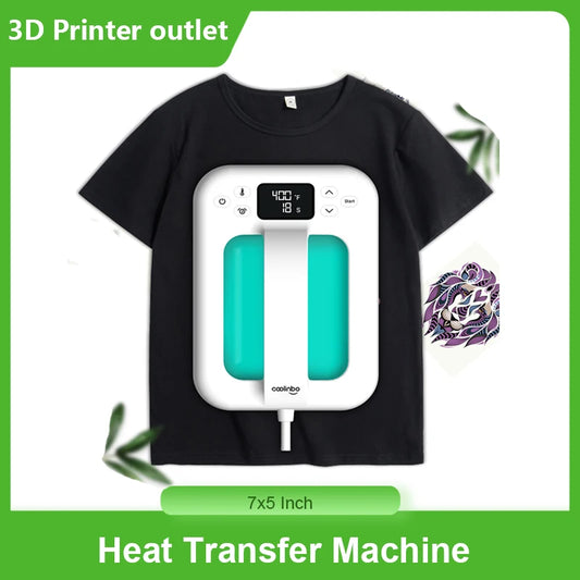 Coolinbo HP6 Handheld Mini Heat Press Machine 7x5 Inch Portable Heat Transfer Machine with Insulated Anti-Slip Base for T-Shirts
