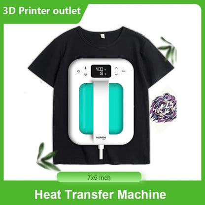 Coolinbo HP6 Handheld Mini Heat Press Machine 7x5 Inch Portable Heat Transfer Machine with Insulated Anti-Slip Base for T-Shirts