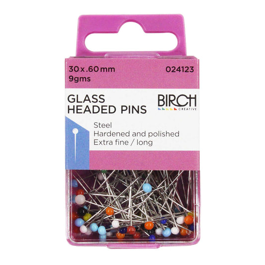 BIRCH GLASS HEADED PINS 30 x 0.60MM 9GM