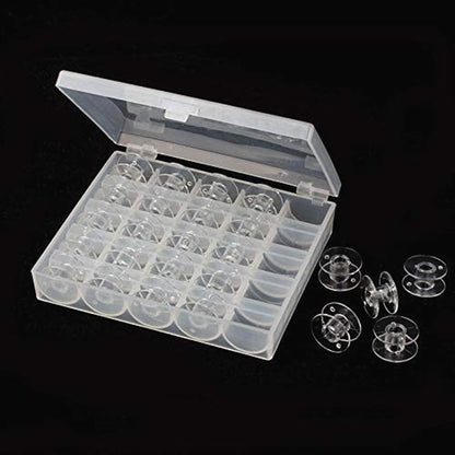 25Pcs Clear Sewing Machine Bobbins Plastic Storage Box